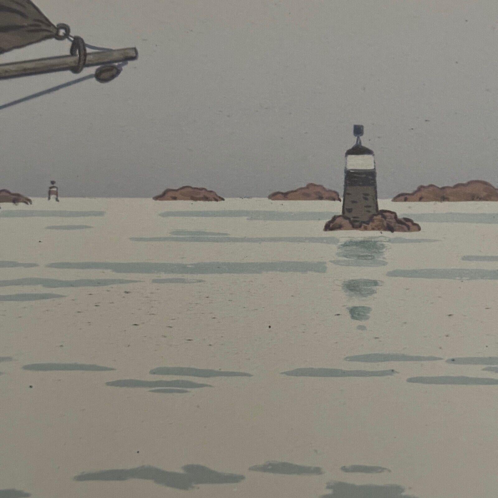 Lithografie von Henri Riviere The Enchantment of the Hours - The Dead Calm, Lithografie im Zustand „Gut“ im Angebot in NANTES, FR