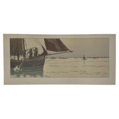 Litografía de Henri Riviere El Encanto de las Horas - La Calma Muerta