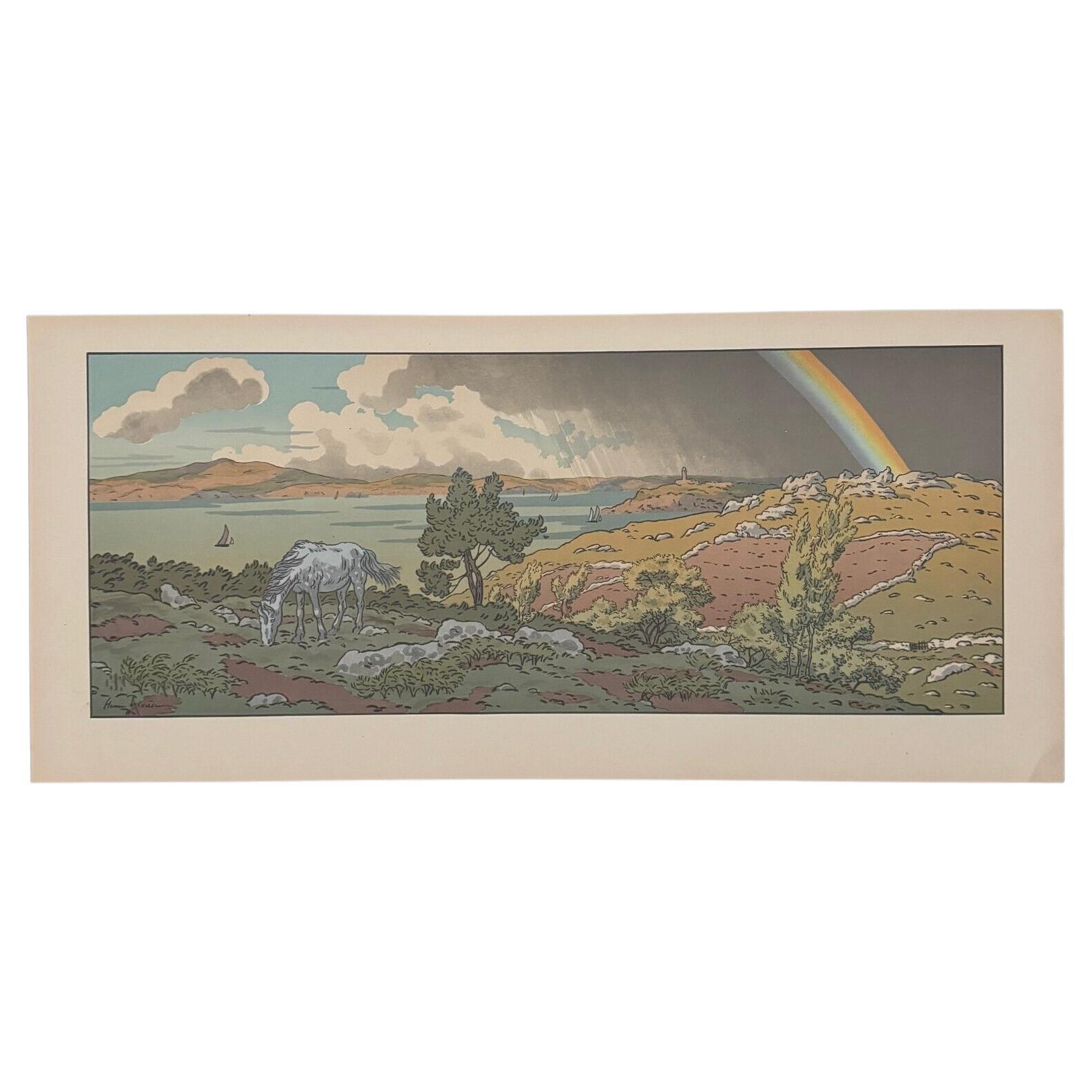 Litografia di Henri Riviere L'incanto delle ore - L'arcobaleno