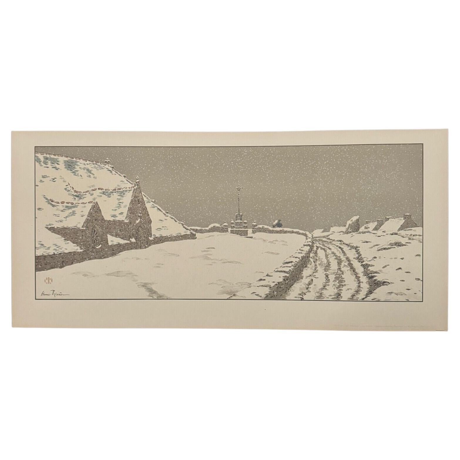 Litografia di Henri Riviere L'incanto delle ore - La neve