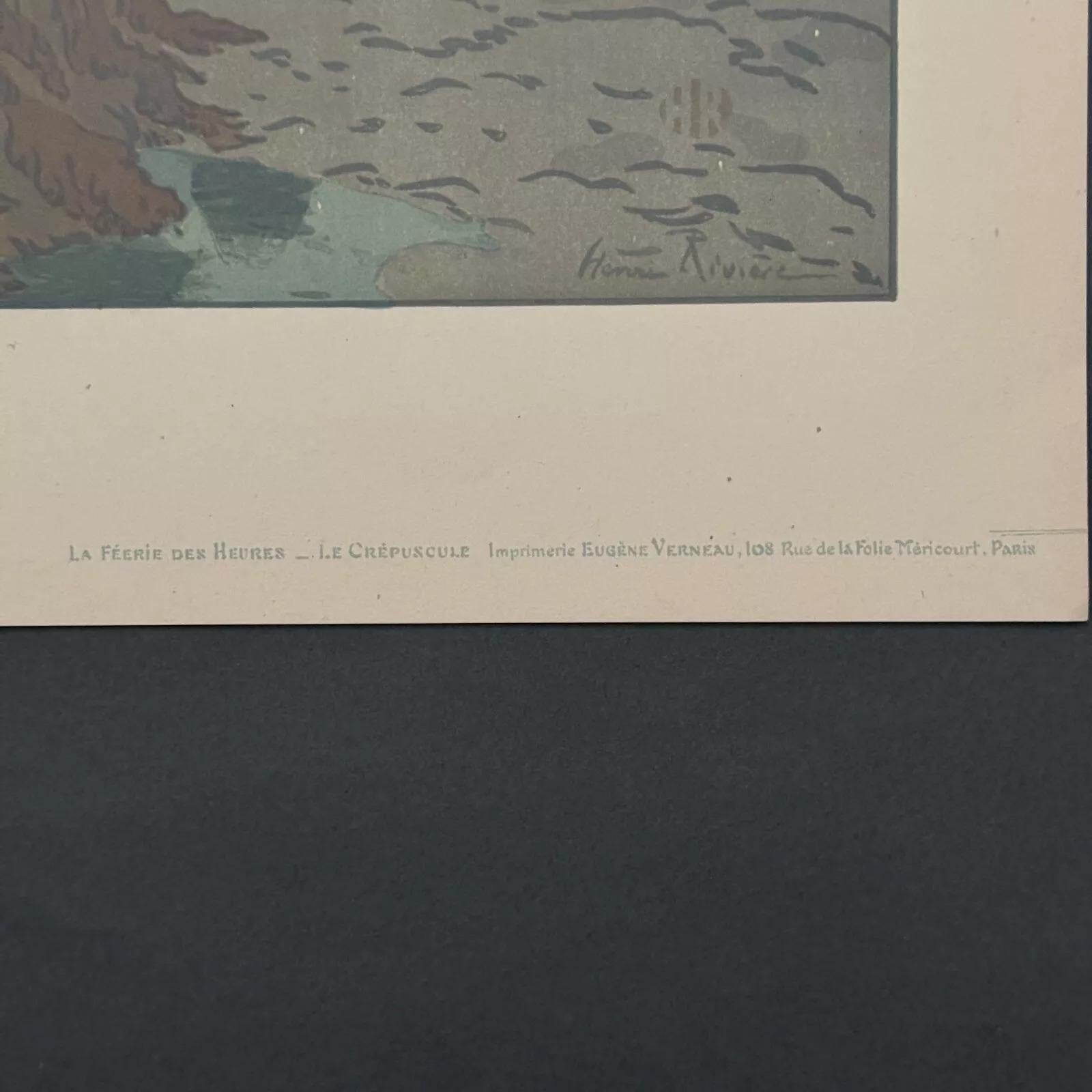 Lithografie von Henri Riviere The Enchantment of the Hours - The Twilight (Französisch) im Angebot