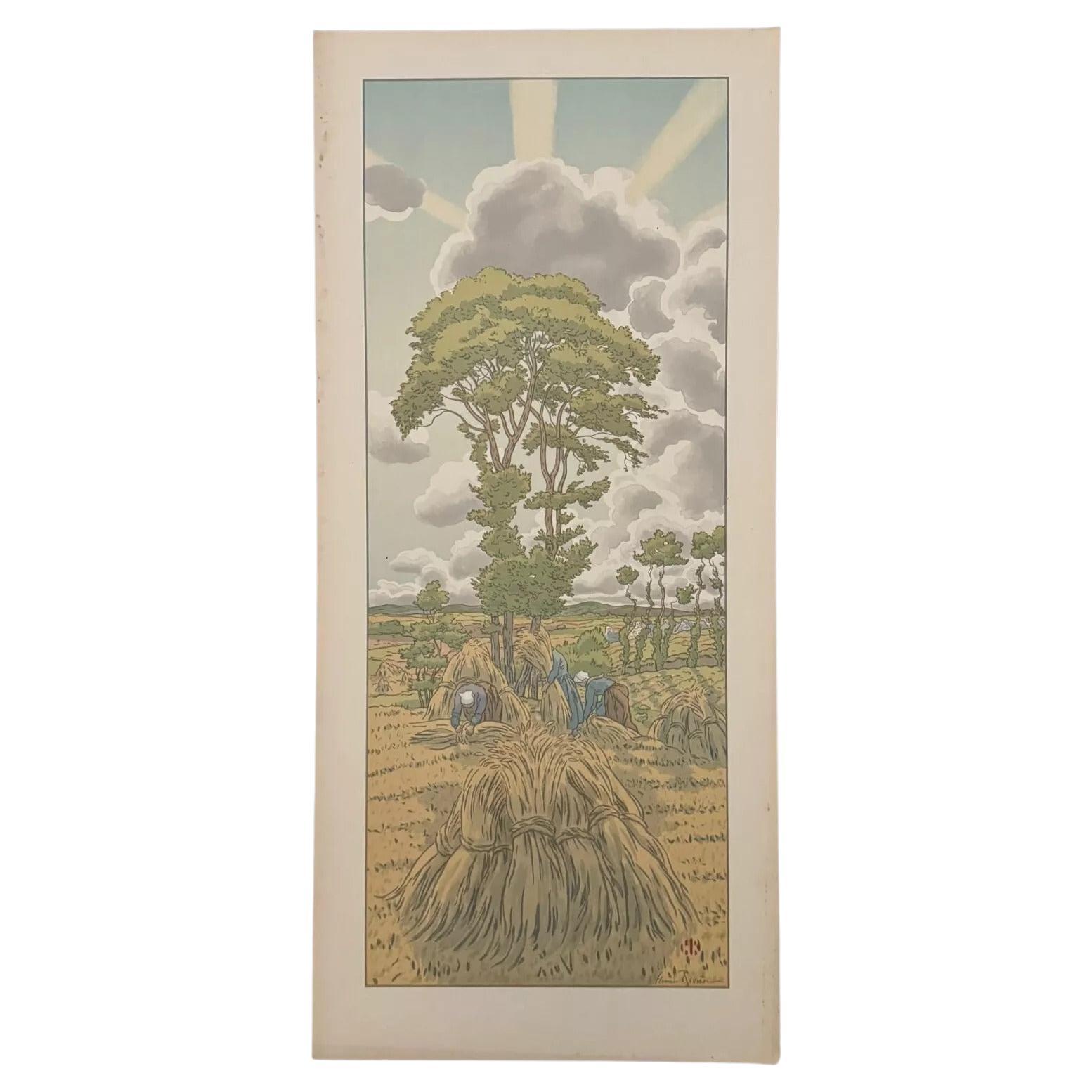 Lithography by Henri Riviere The Enchentement of the Hours - The Rising Storm