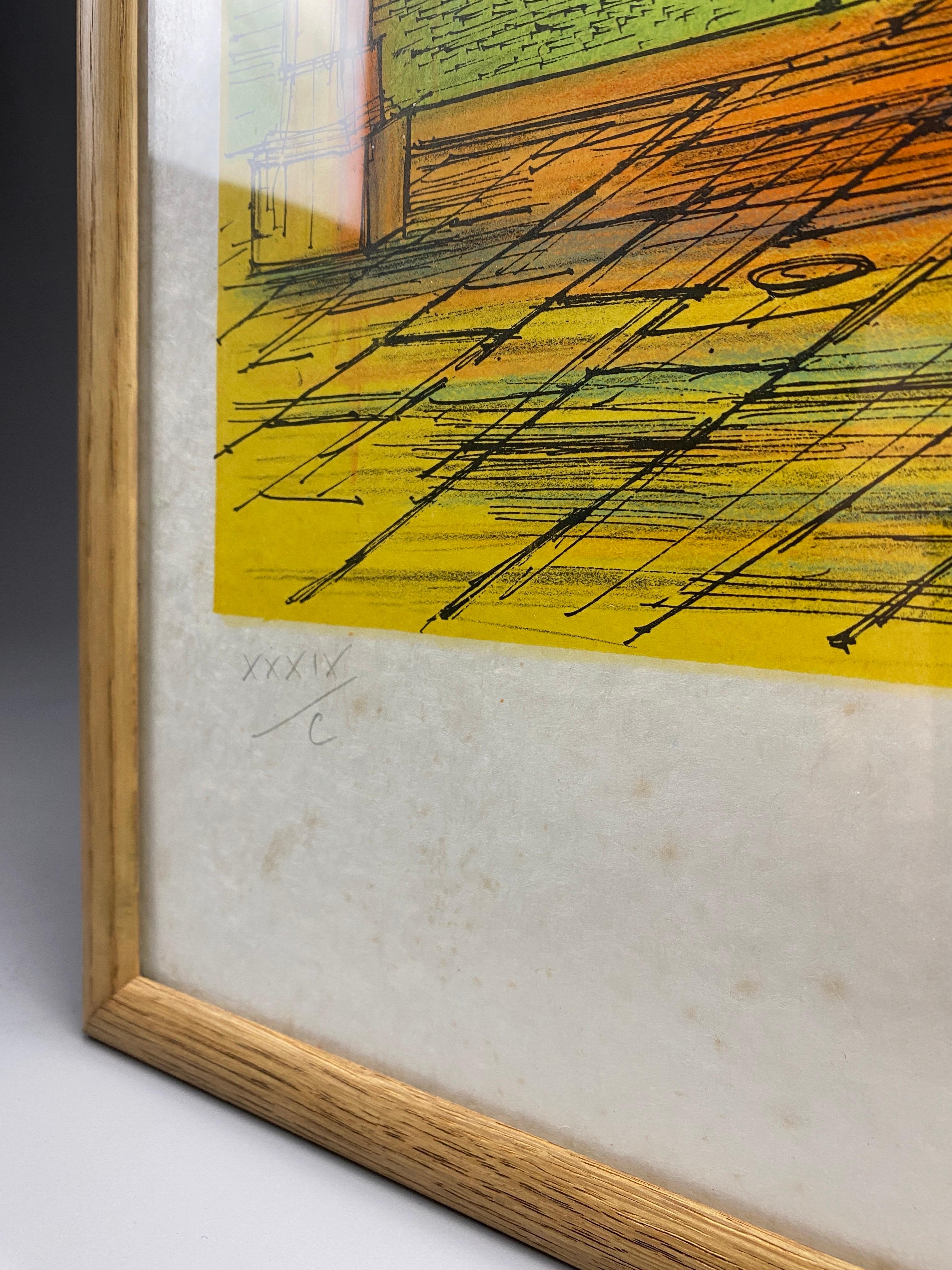 Litografía de Jean Carzou sobre papel japonés hecho a mano Moderno de mediados de siglo en venta