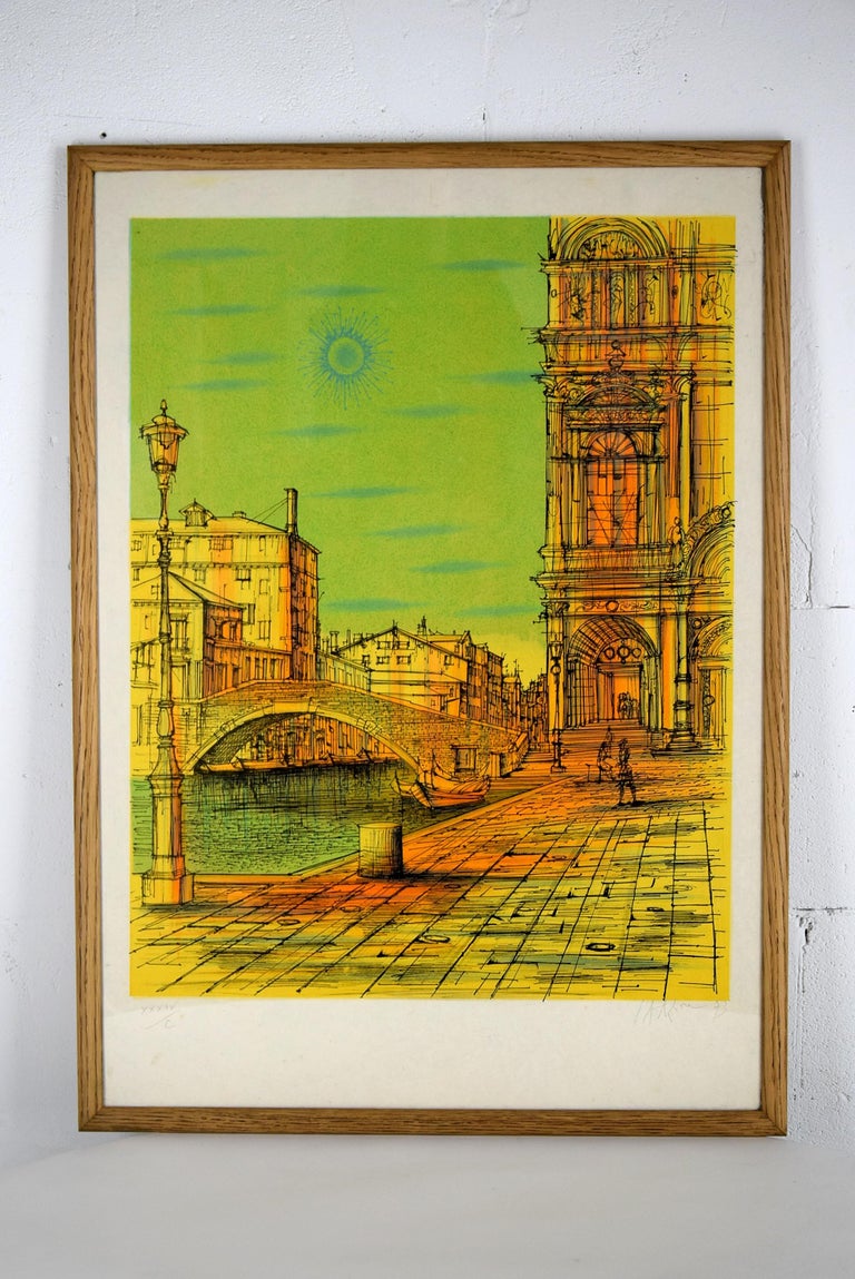 French Lithography by Jean Carzou on Japanese Handmade Paper For Sale