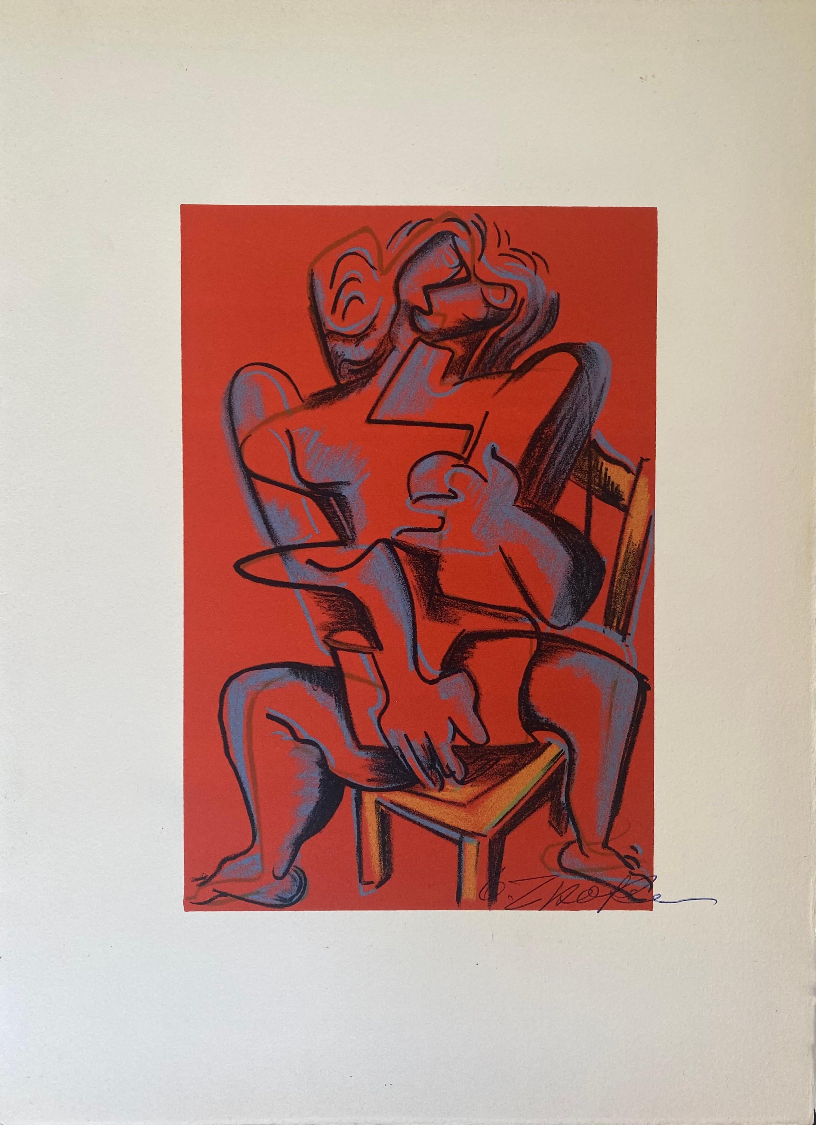 Lithographie « The works of Hercules » (Les œuvres d'Hercule), rouge, Zadkine Bon état - En vente à Saint ouen, FR