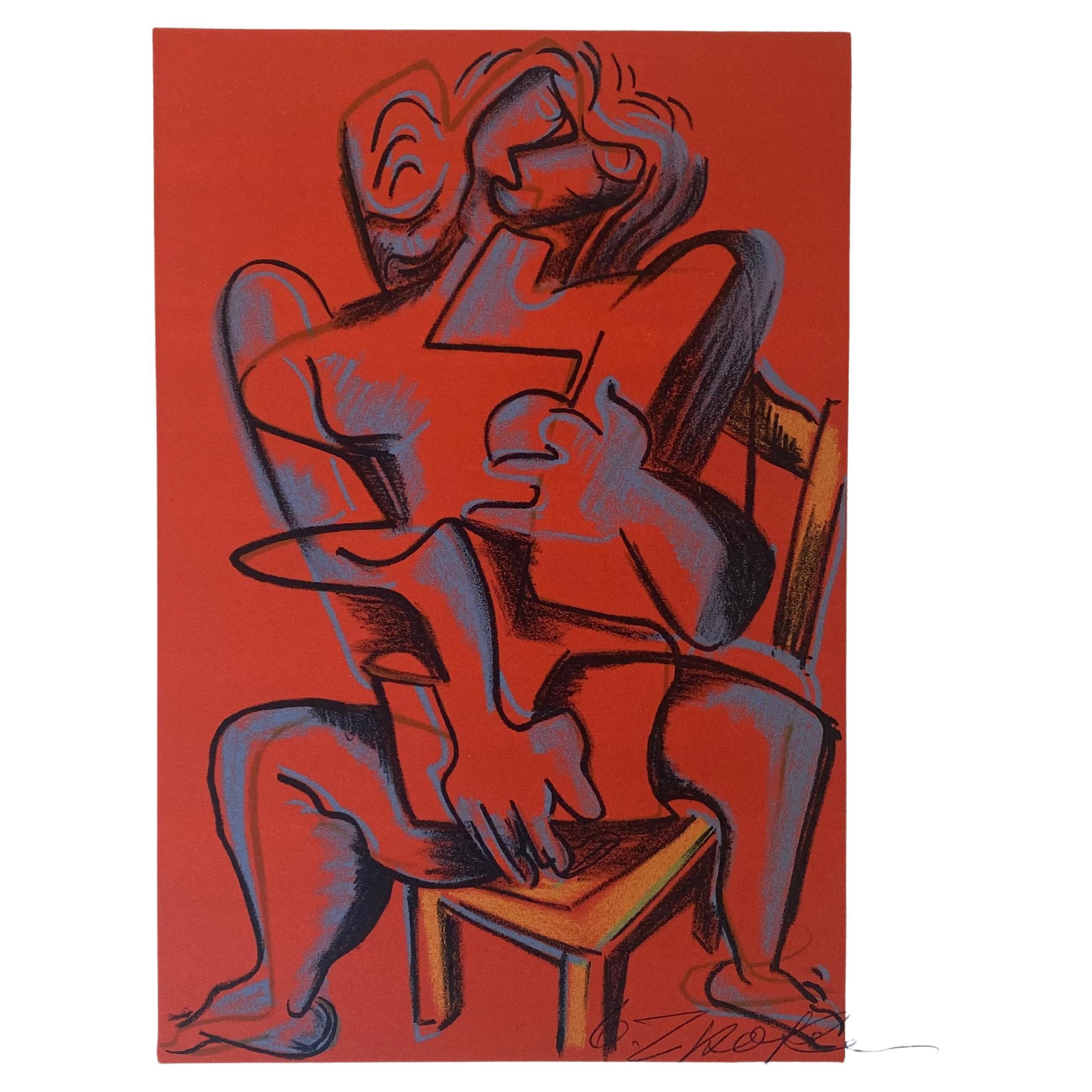 Lithographie « The works of Hercules » (Les œuvres d'Hercule), rouge, Zadkine