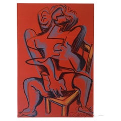 Lithografie ""Die Werke des Herkules", Rot"" Zadkine