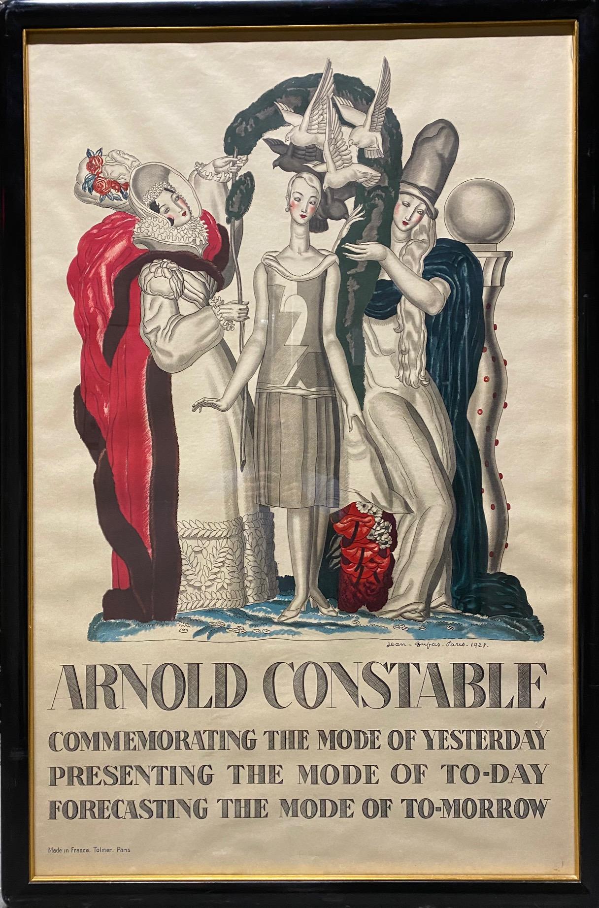 Lithografisches Poster von Jean Dupas für den Arnold Constable Store im Zustand „Gut“ im Angebot in Montreal, QC