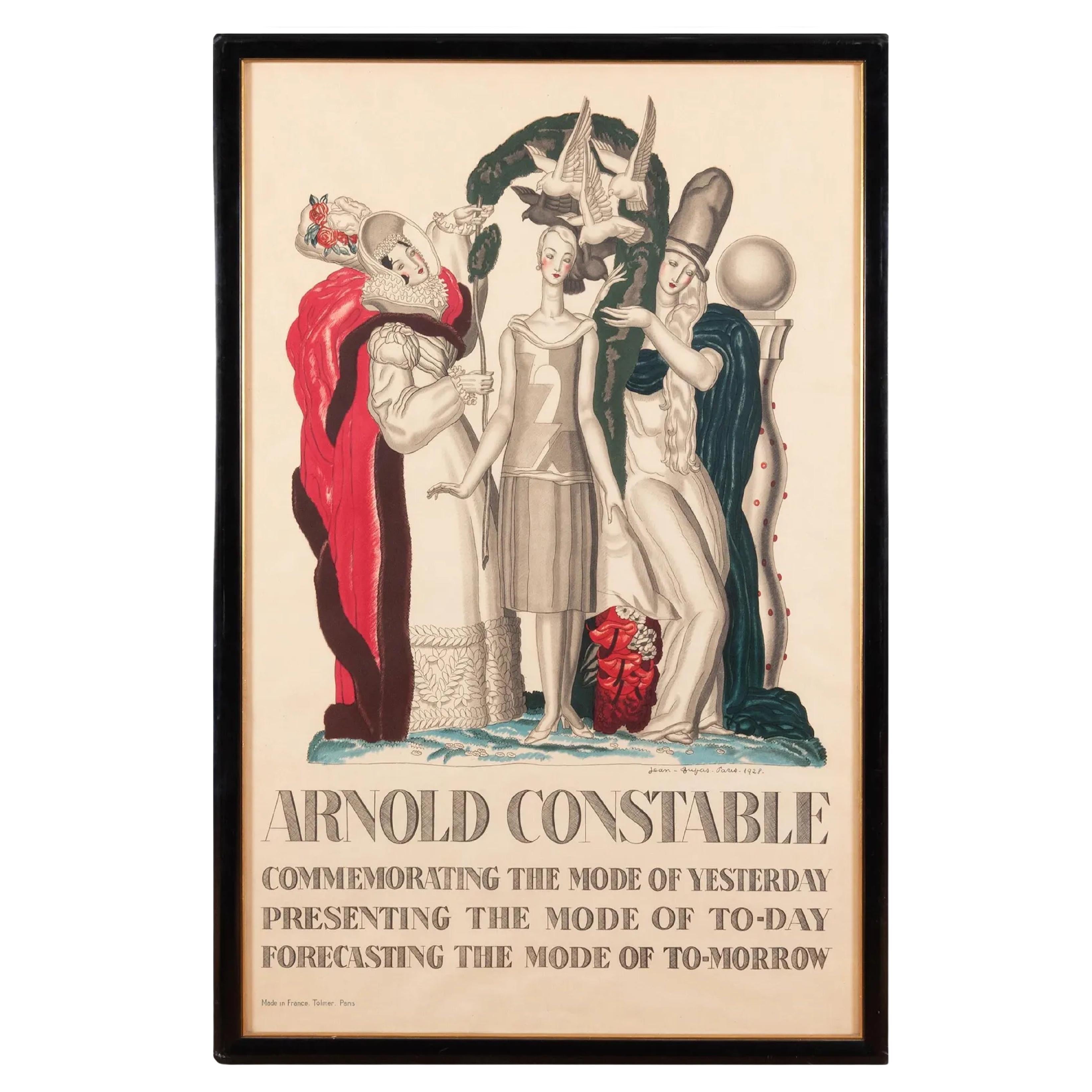 Affiche lithographique de Jean Dupas pour le magasin Arnold Constable en vente