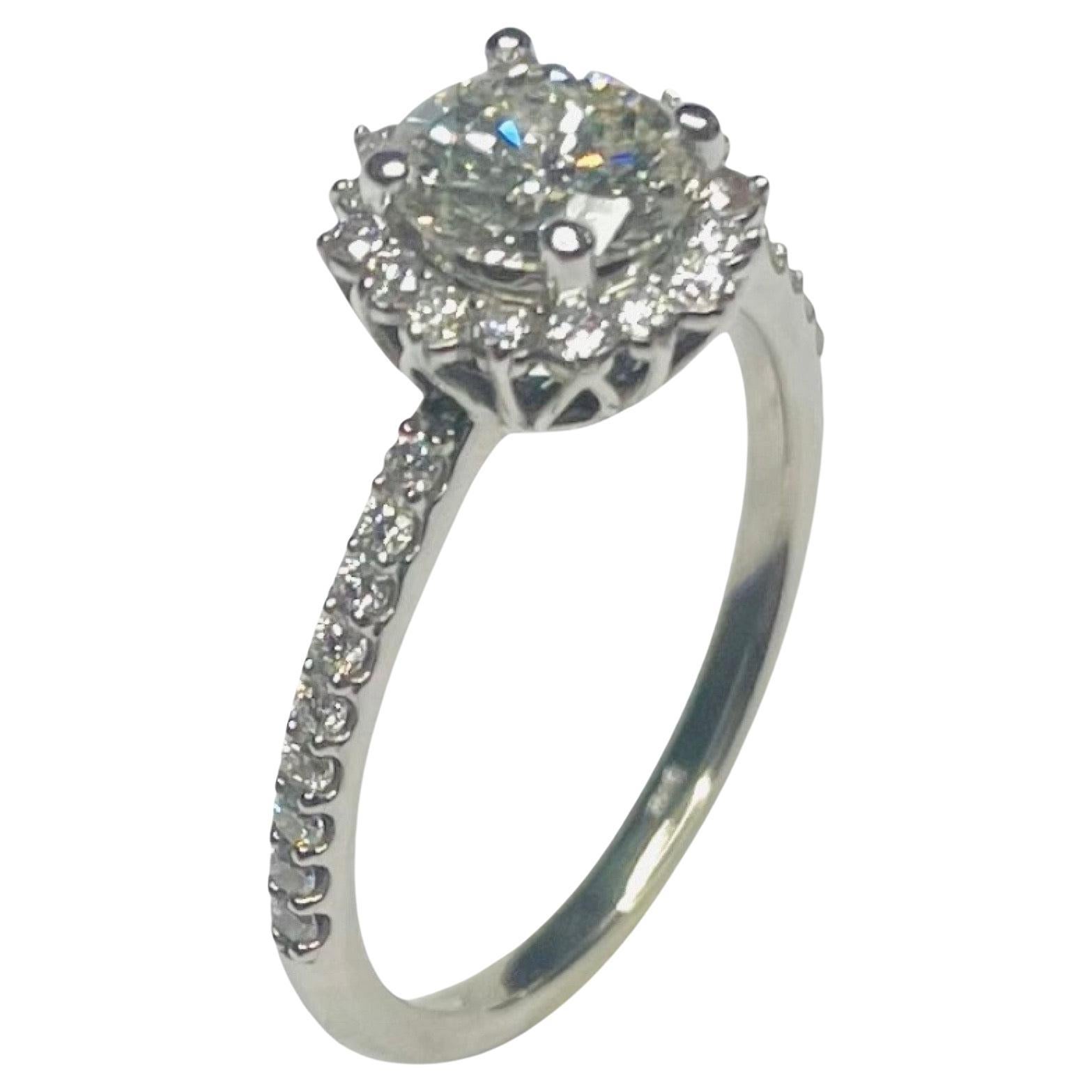 Lithos 14K White Gold Diamond Engagement Ring with Halo
