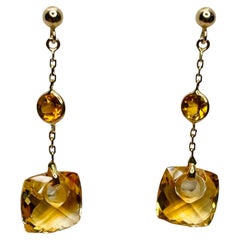 Lithos Boucles d'oreilles en or jaune 14 carats et citrine