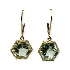 Lithos 14K Yellow Gold Green Amethyst Earrings