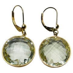 Lithos Boucles d'oreilles en or jaune 14 carats et quartz vert