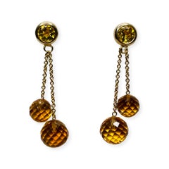 Lithos 18K & 14K Yellow Gold Citrine Earrings