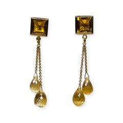 Lithos 18K & 14K Yellow Gold Citrine Earrings