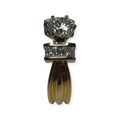 Lithos 18K White and Yellow Gold and Diamond Engagement Ring