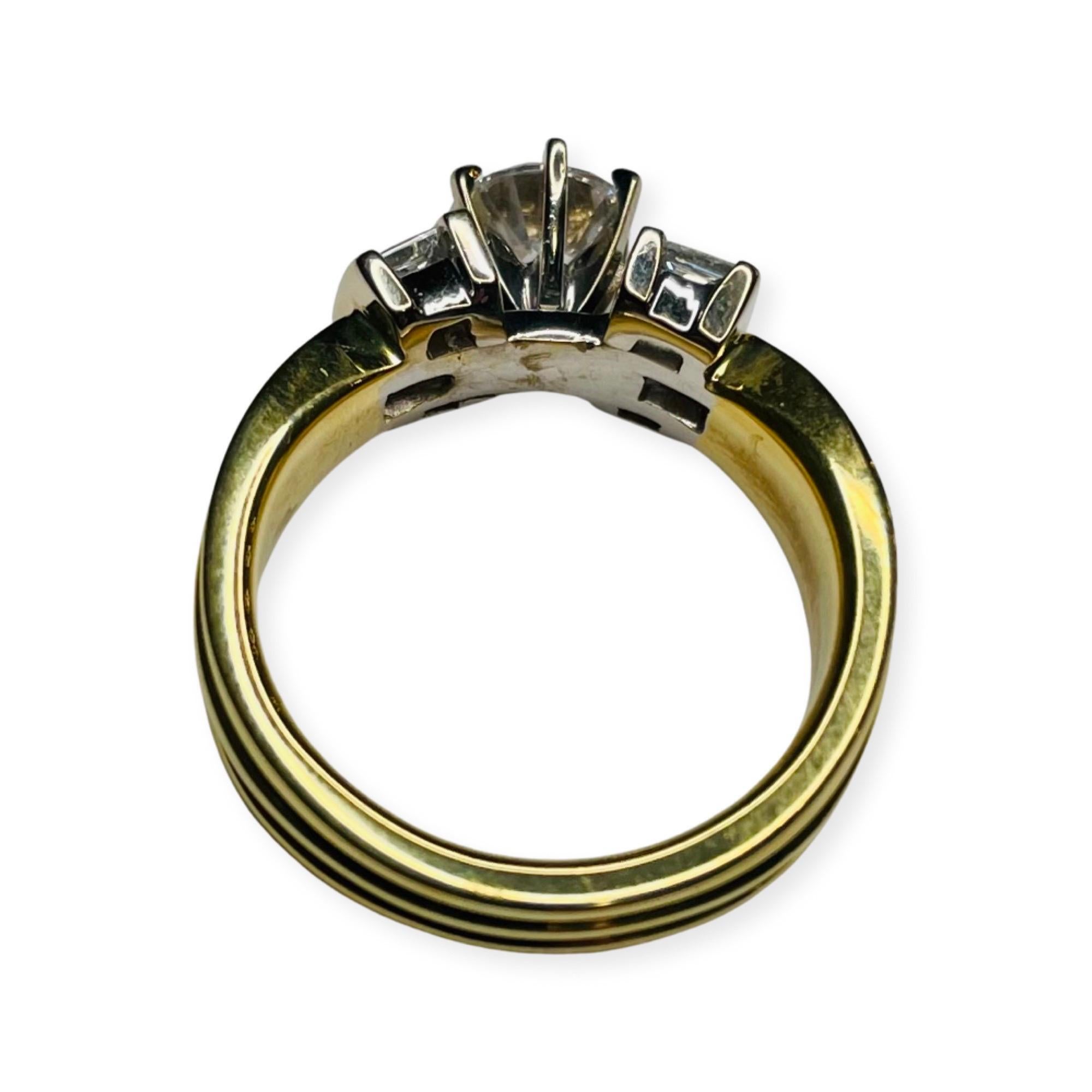 Lithos Bague de fiançailles en or blanc et jaune 18 carats et diamants Pour femmes en vente