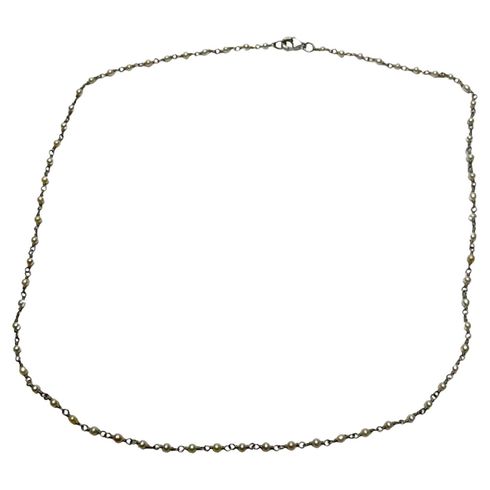 Lithos 18K White Gold and Seed Pearl Necklace For Sale