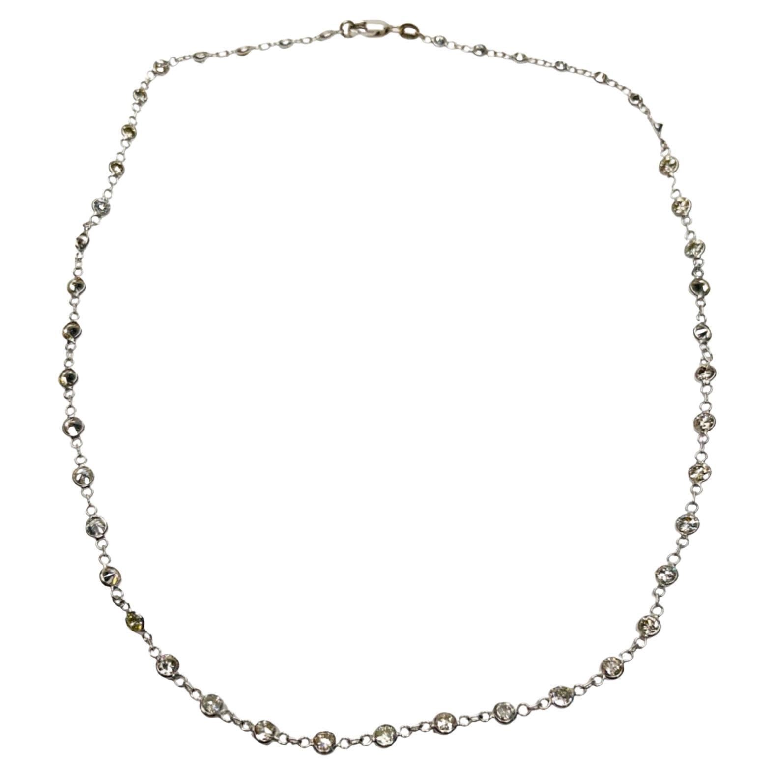 Lithos 18K White Gold Diamond Necklace For Sale