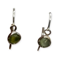 Lithos 18K White Gold Handmade Montana Sapphire Crystal Earrings