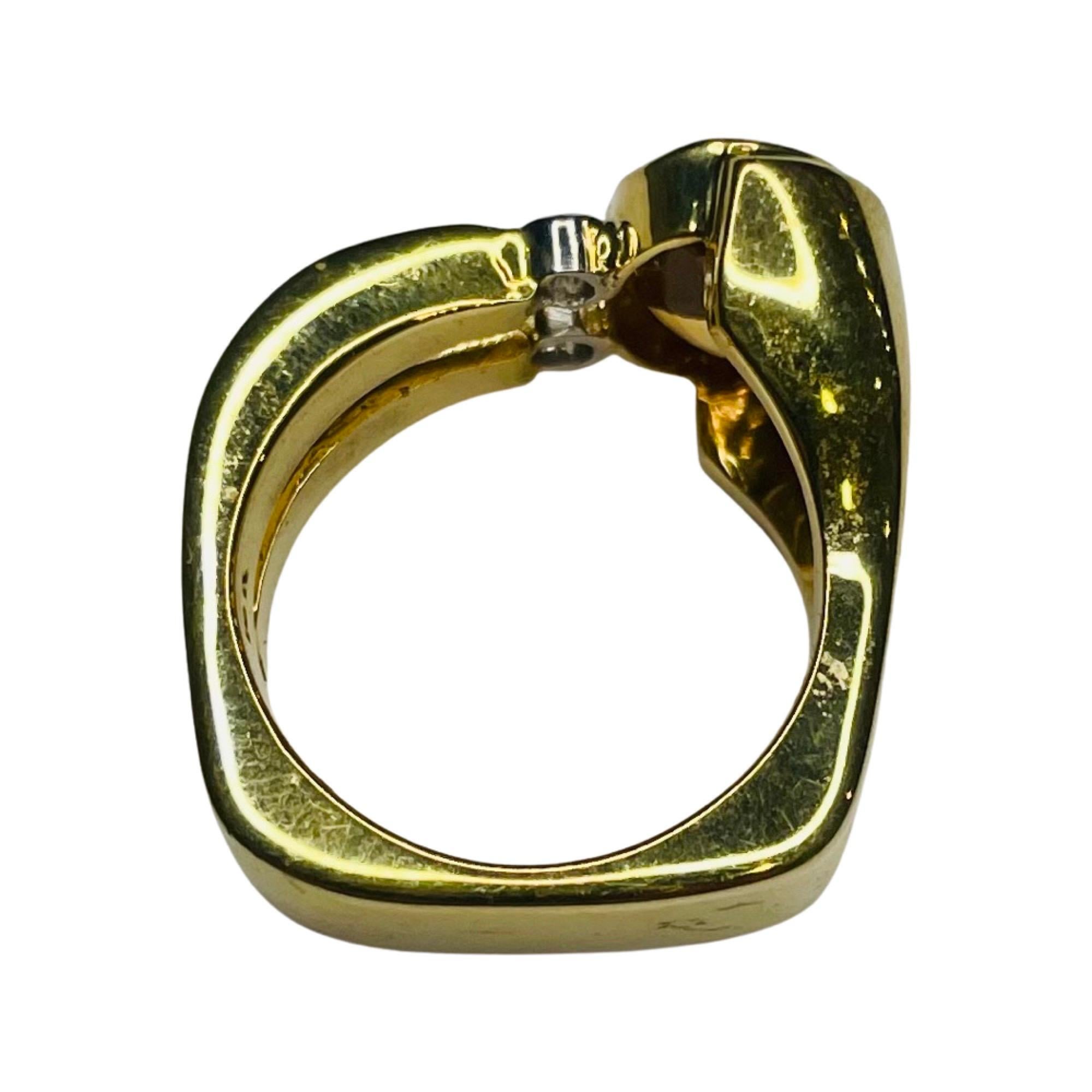 Lithos 18K Yellow Gold and Platinum Golden Topaz Ring In New Condition For Sale In Kirkwood, MO