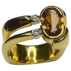 Lithos 18K Yellow Gold and Platinum Golden Topaz Ring