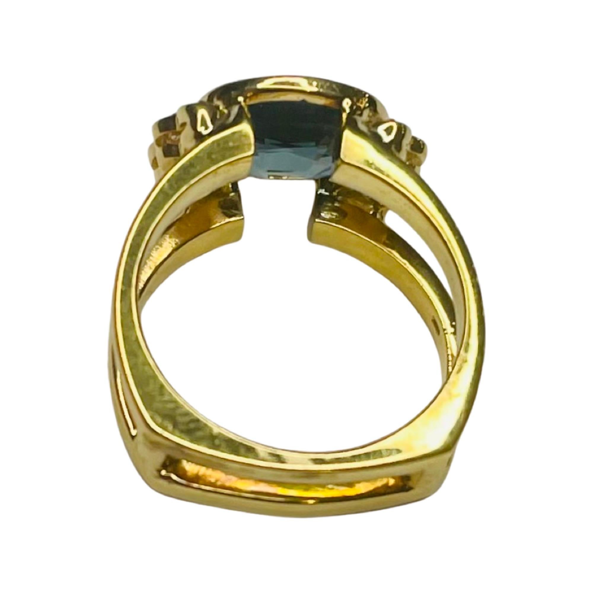 Lithos 18K Yellow Gold Natural Sapphire and Diamond Ring In New Condition For Sale In Kirkwood, MO