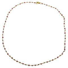 Lithos 18KY Gold, Ruby Randel and Natural Color Brown Diamond Necklace