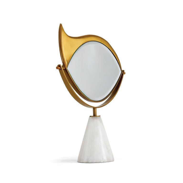 A captivating synthesis of artisanal craftsmanship and global design, the L'OBJET + Lito collection brings all new objects of desire, including an eye-opening vanity mirror hand-crafted from gold and marble.

24k Gold, Marble
Presented in a luxury