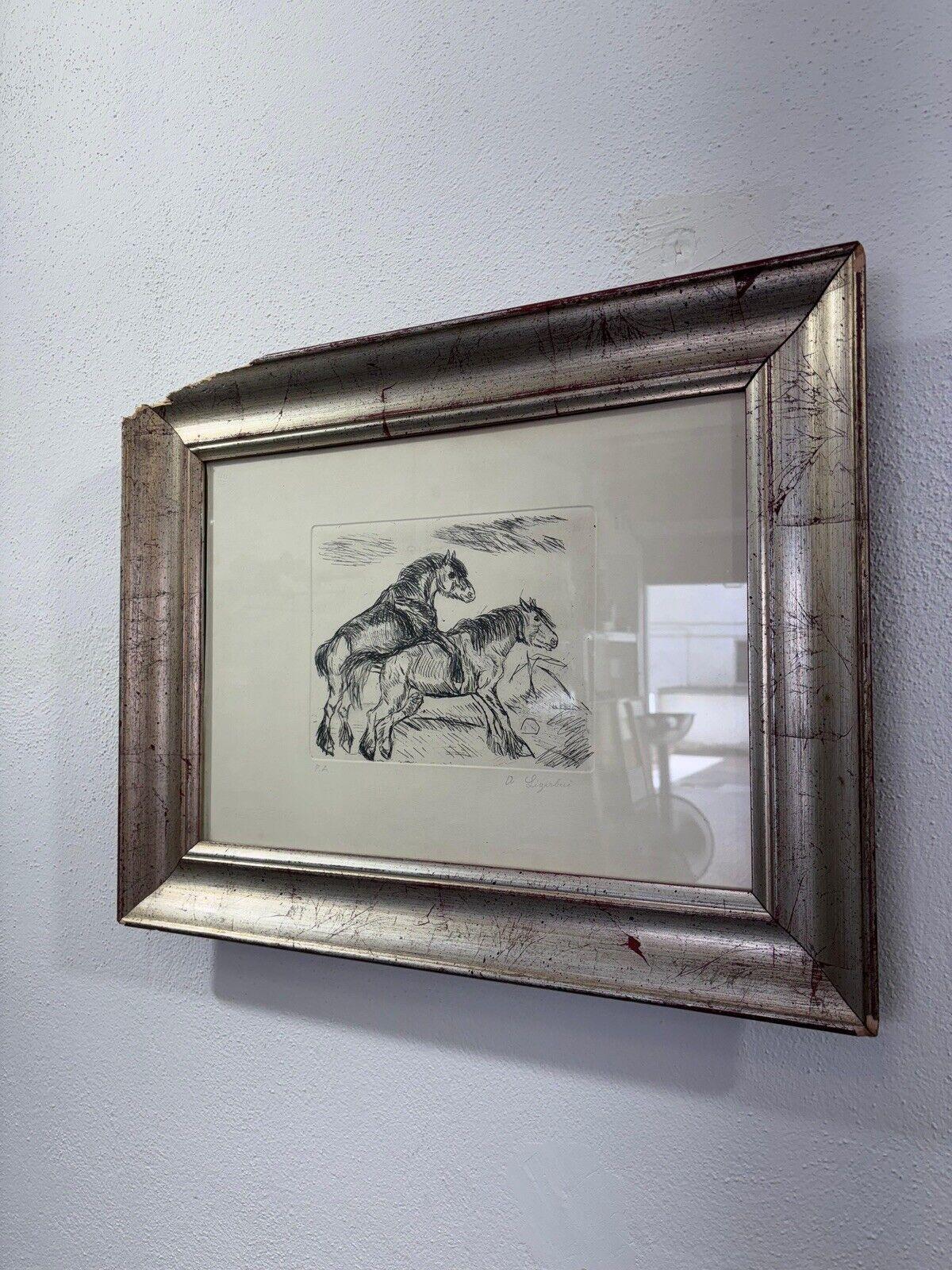 Italian Lithograph Antonio Ligabue Proof of Author Horses