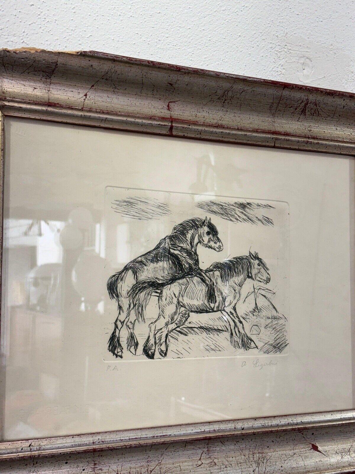 Late 20th Century Lithograph Antonio Ligabue Proof of Author Horses