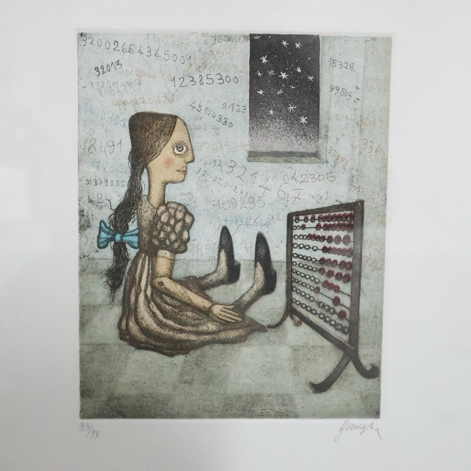 Litografia Enrico Benaglia Numerata 99/99 Anni '70 Art Design (Moderne der Mitte des Jahrhunderts) im Angebot