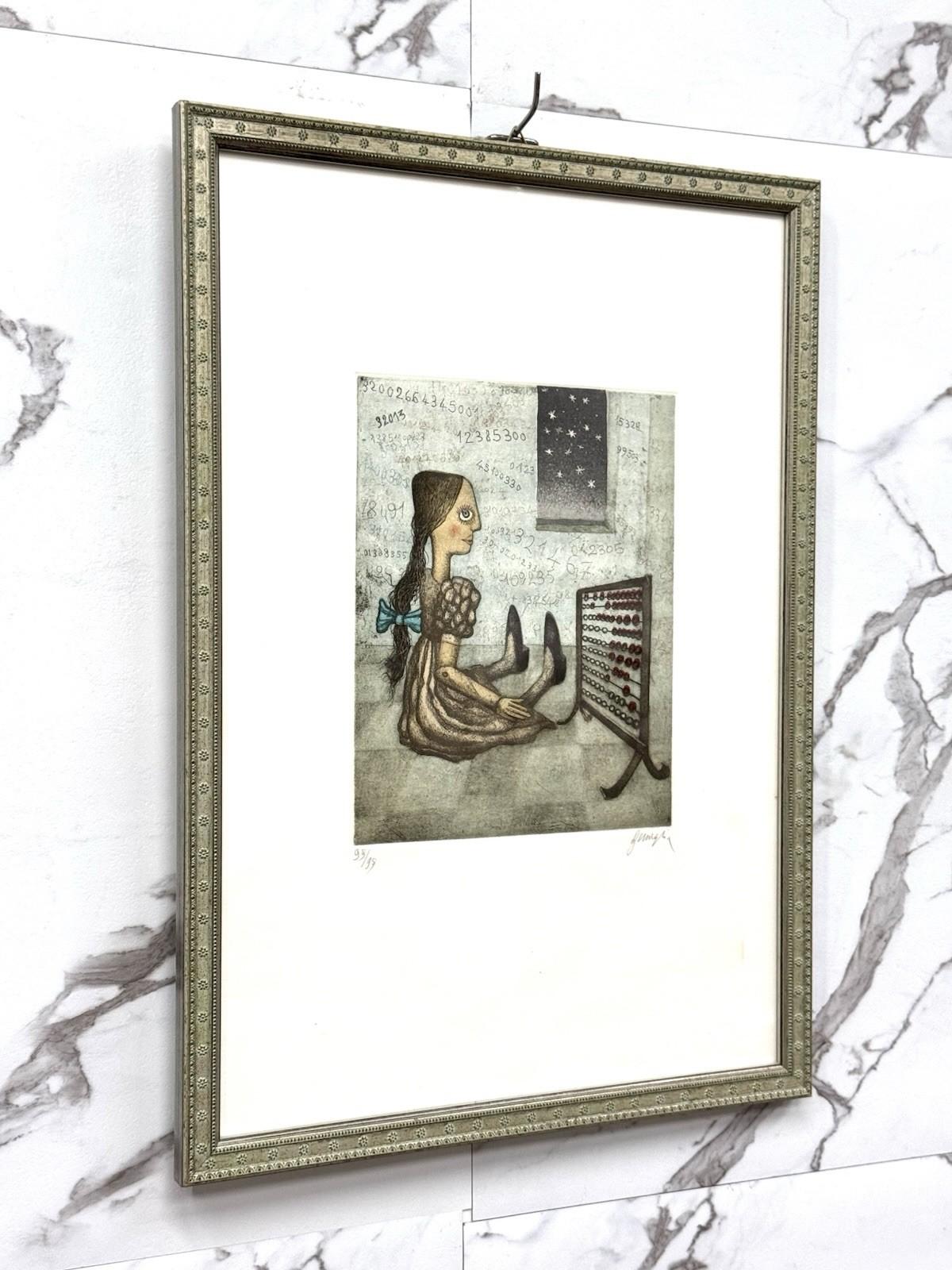 Litografia Enrico Benaglia Numerata 99/99 Anni ‘70 Art Design In Excellent Condition For Sale In Taranto, IT