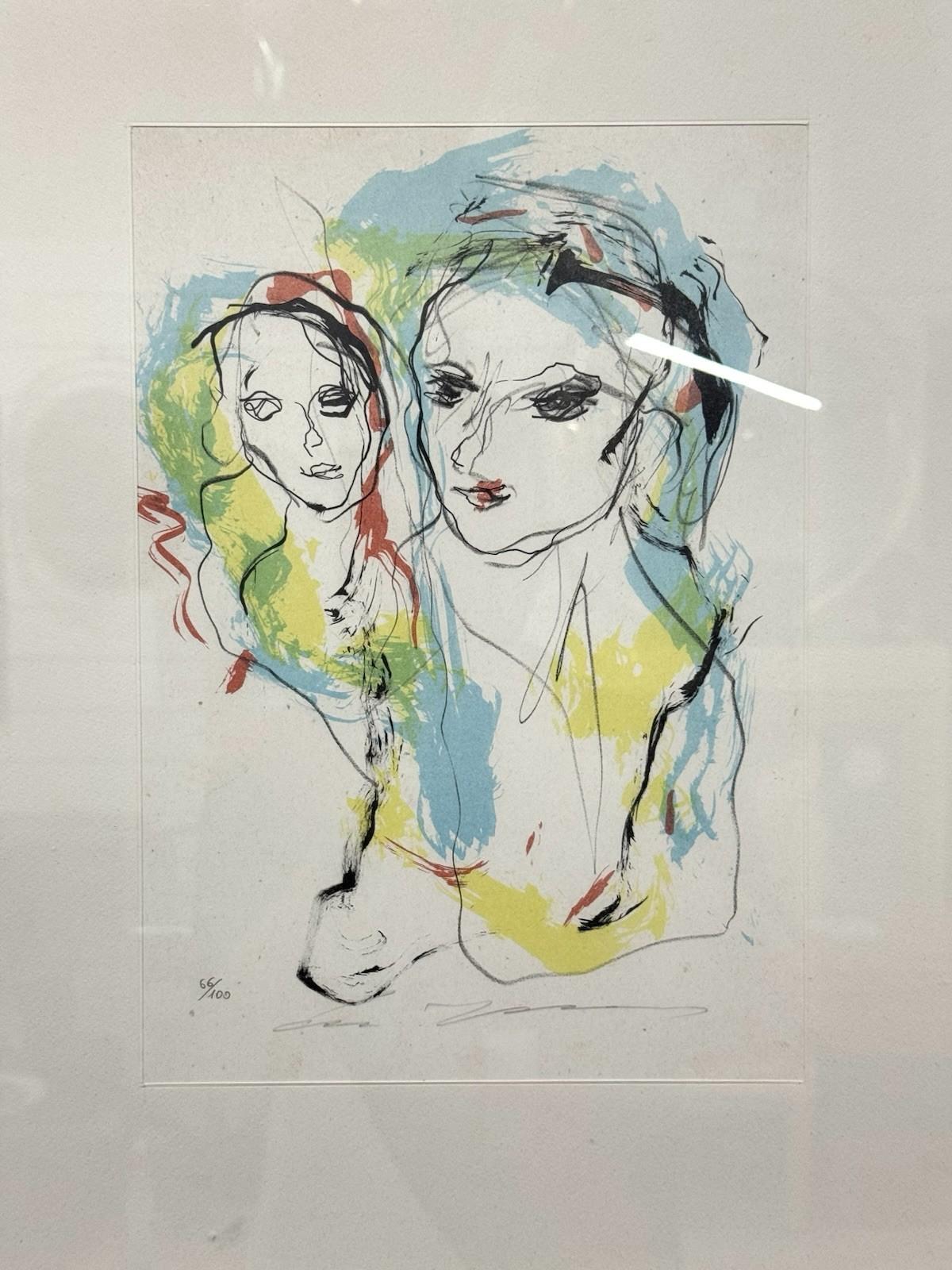 Litografia Ernesto Treccani Madre E Figlio Anni ‘70 66/100 im Zustand „Hervorragend“ im Angebot in Taranto, IT