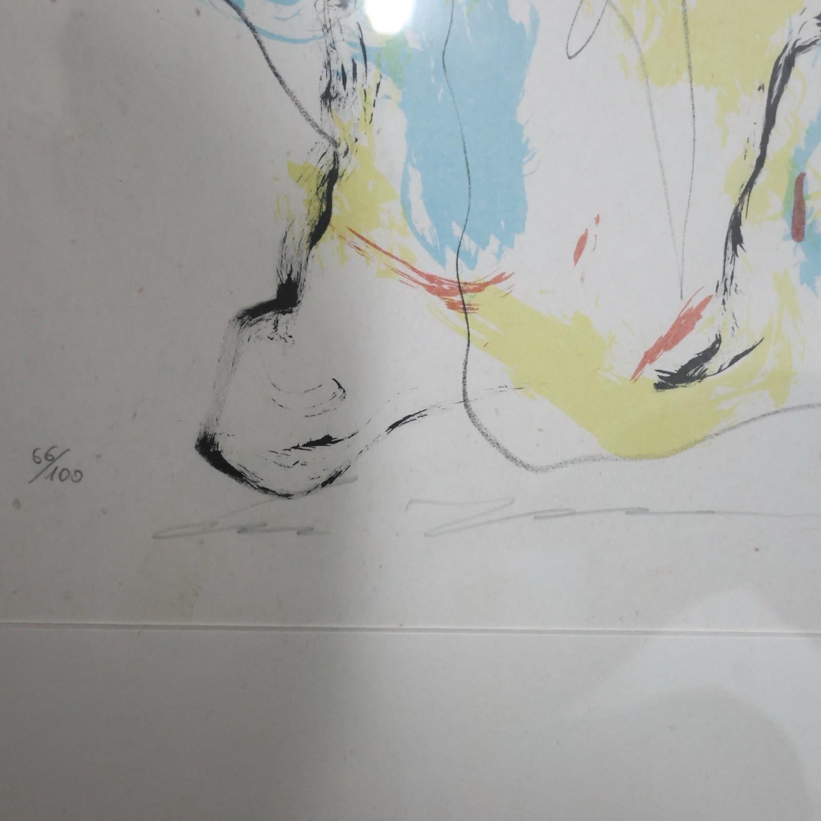 Litografia Ernesto Treccani Madre E Figlio Anni '70 66/100 im Zustand „Hervorragend“ im Angebot in Taranto, IT