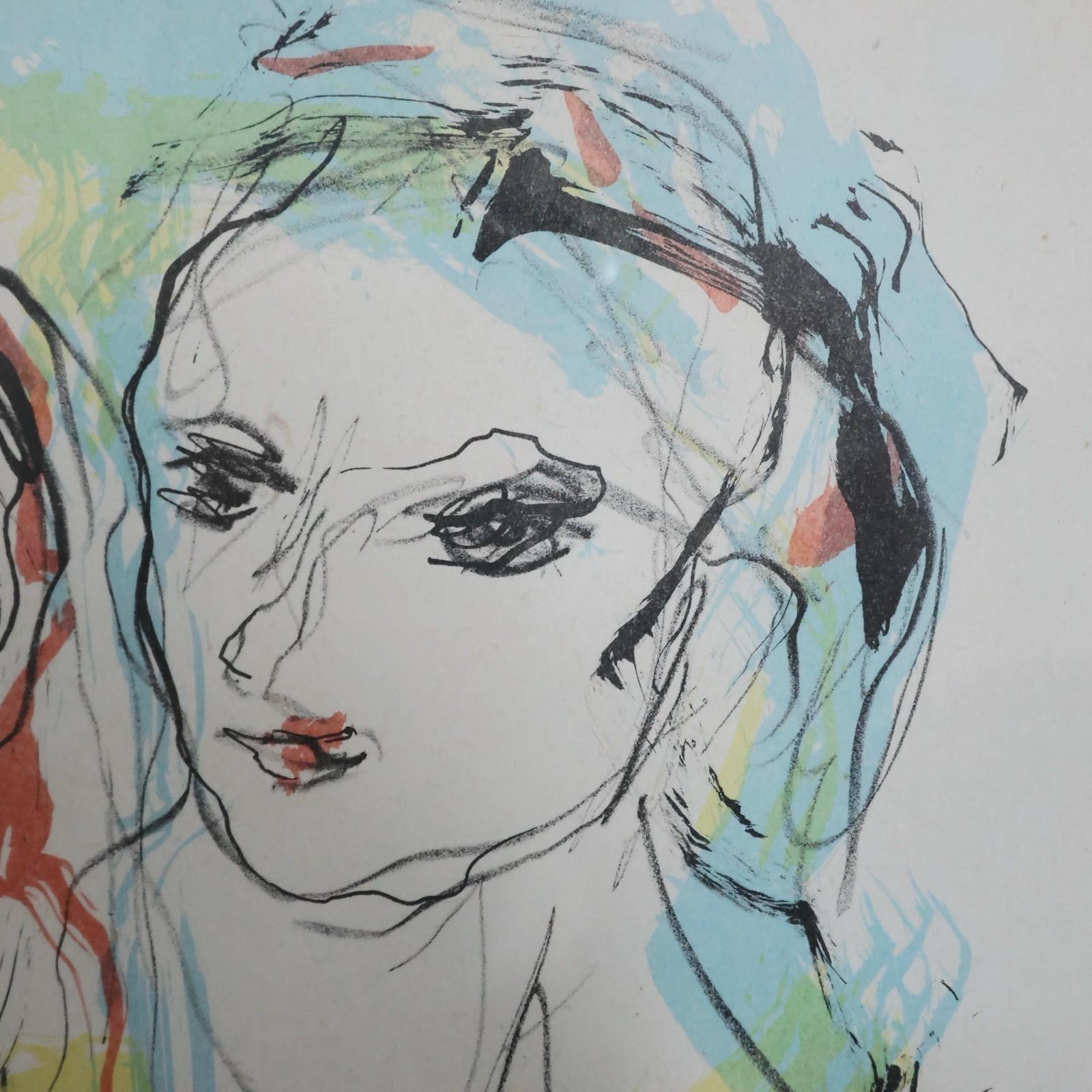 Litografia Ernesto Treccani Madre E Figlio Anni '70 66/100 (Ende des 20. Jahrhunderts) im Angebot