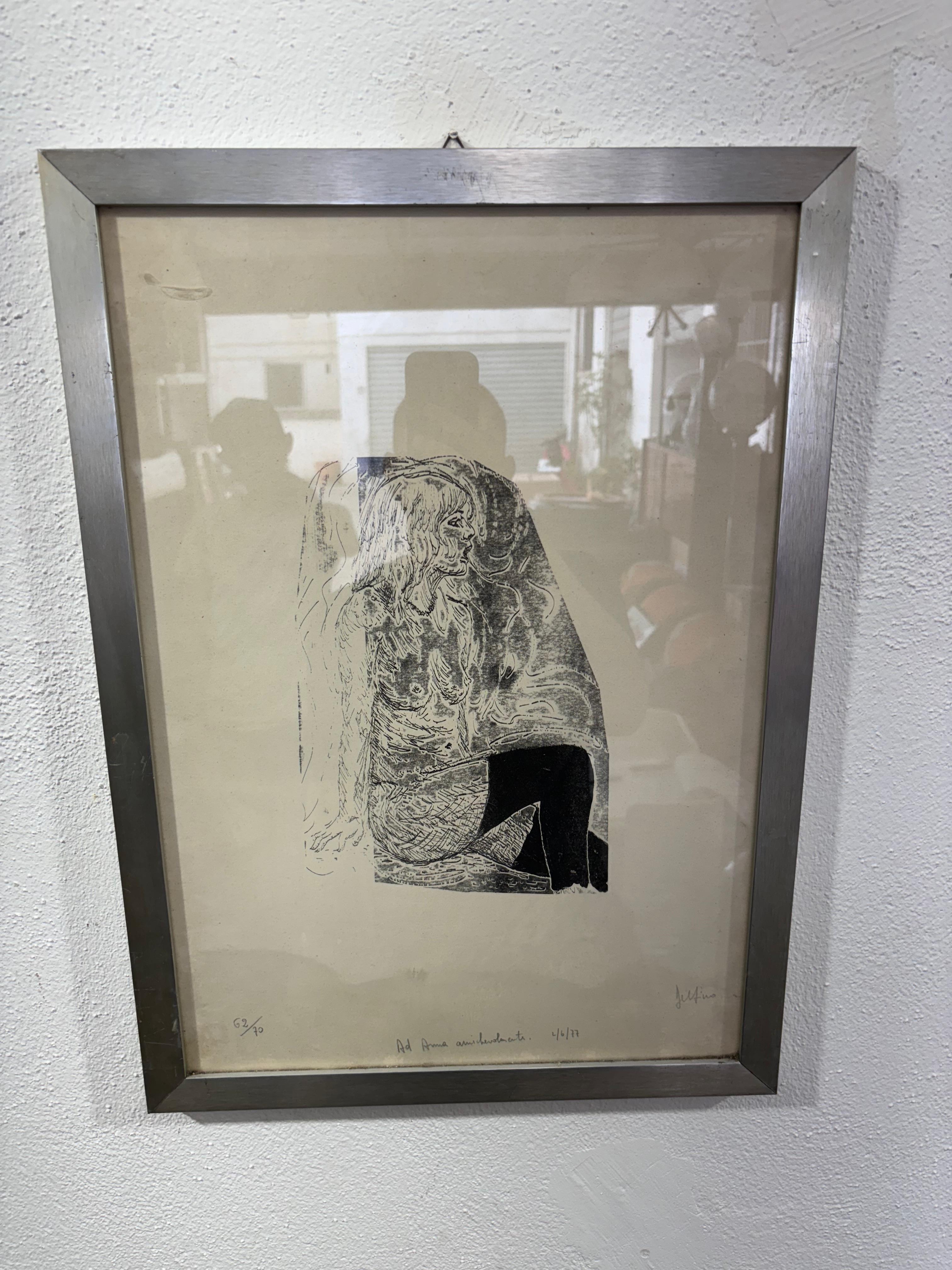 Litografía Perfil de mujer Delfino Pintor Múltiple 62/70 1977 Papel en venta