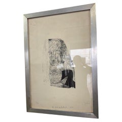 Litografia Profilo di Donna Delfino Pittore Multiplo 62/70 1977