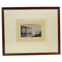 Lithograph on paper of Amalfi Italy signed Auguste Anastasi mid-19th century.