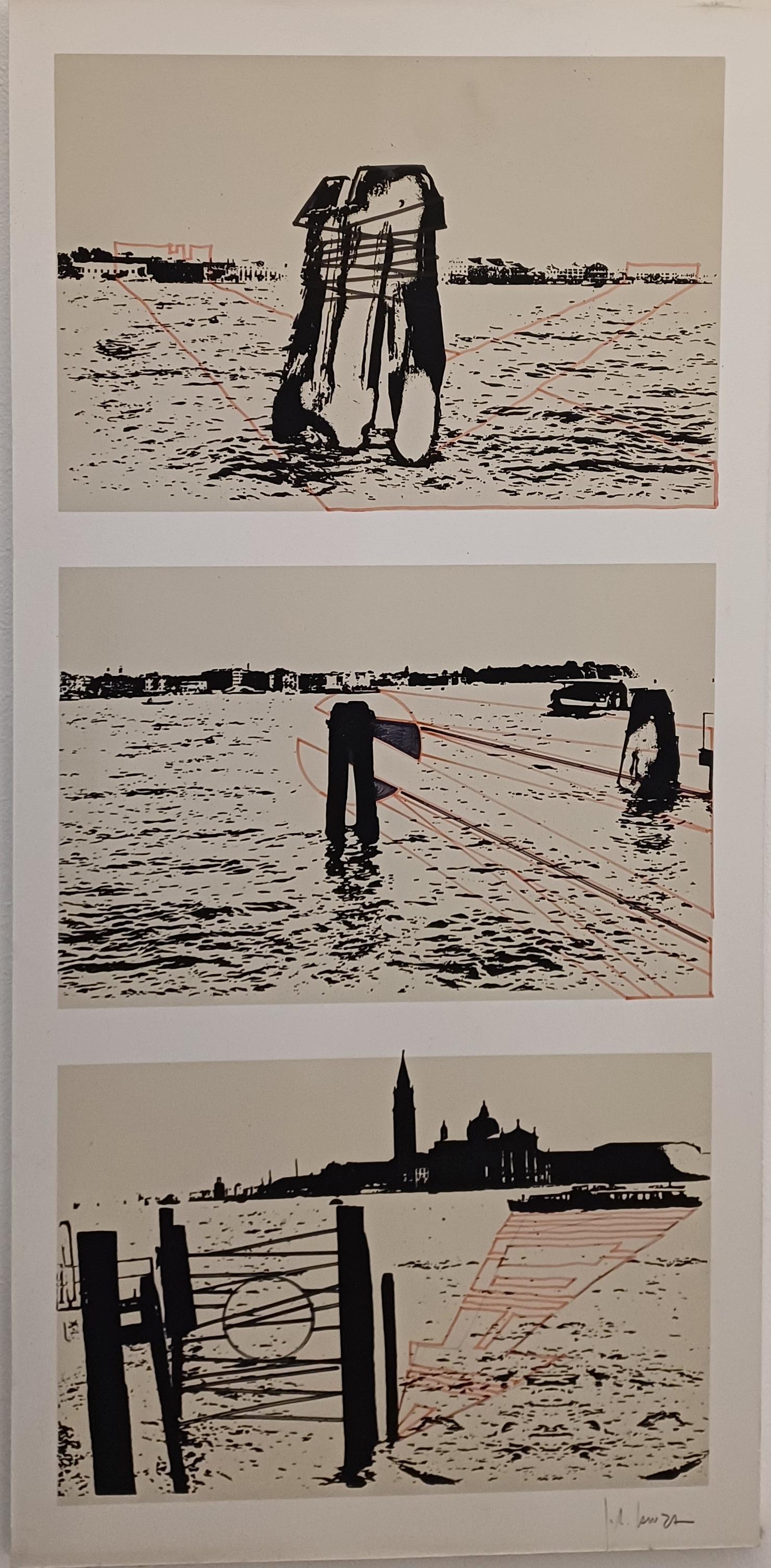 Lithographie 'Venedig' Künstler Giuseppe Riccardo Lanza  im Zustand „Gut“ im Angebot in Torino, Piemonte