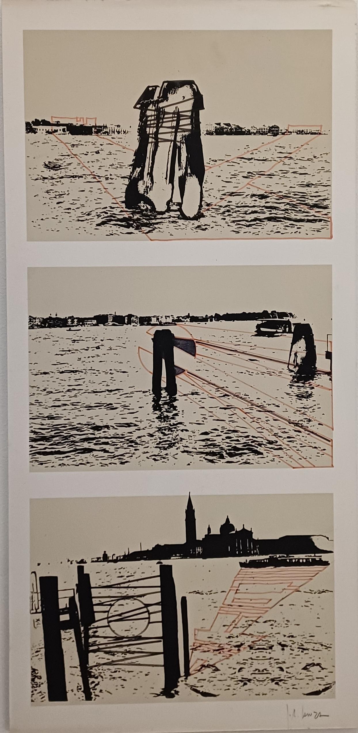 Lithographie 'Venedig' Künstler Giuseppe Riccardo Lanza  (Late 20th Century) im Angebot