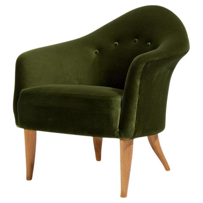Little Adam Chair by Kerstin Horlin-Holmquist in Green Velvet, Swedish 1950’s