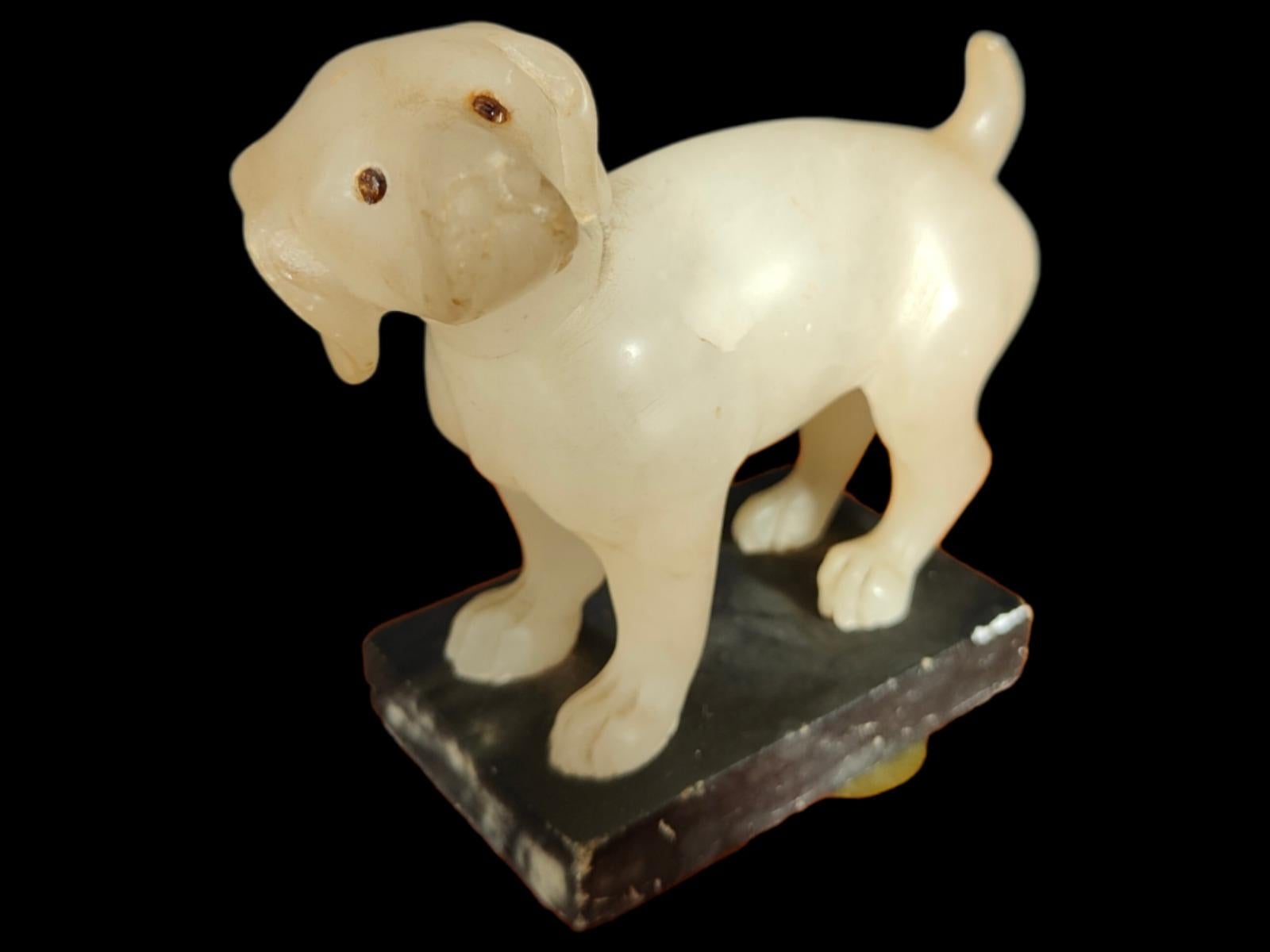 Little Alabaster Dog of the 19th Century For Sale 5