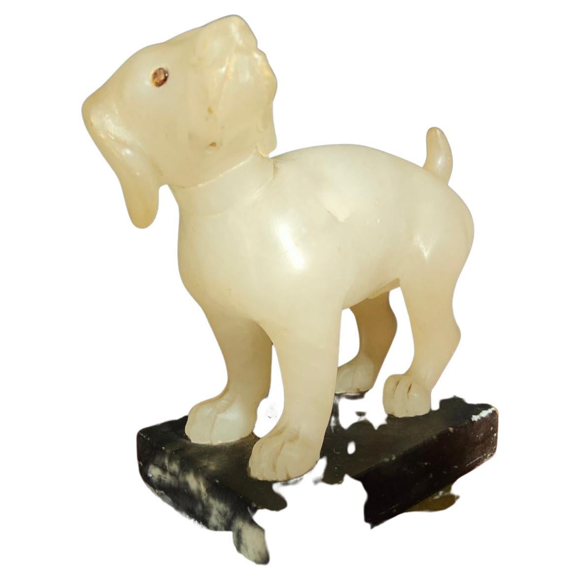 Little Alabaster Dog of the 19th Century For Sale