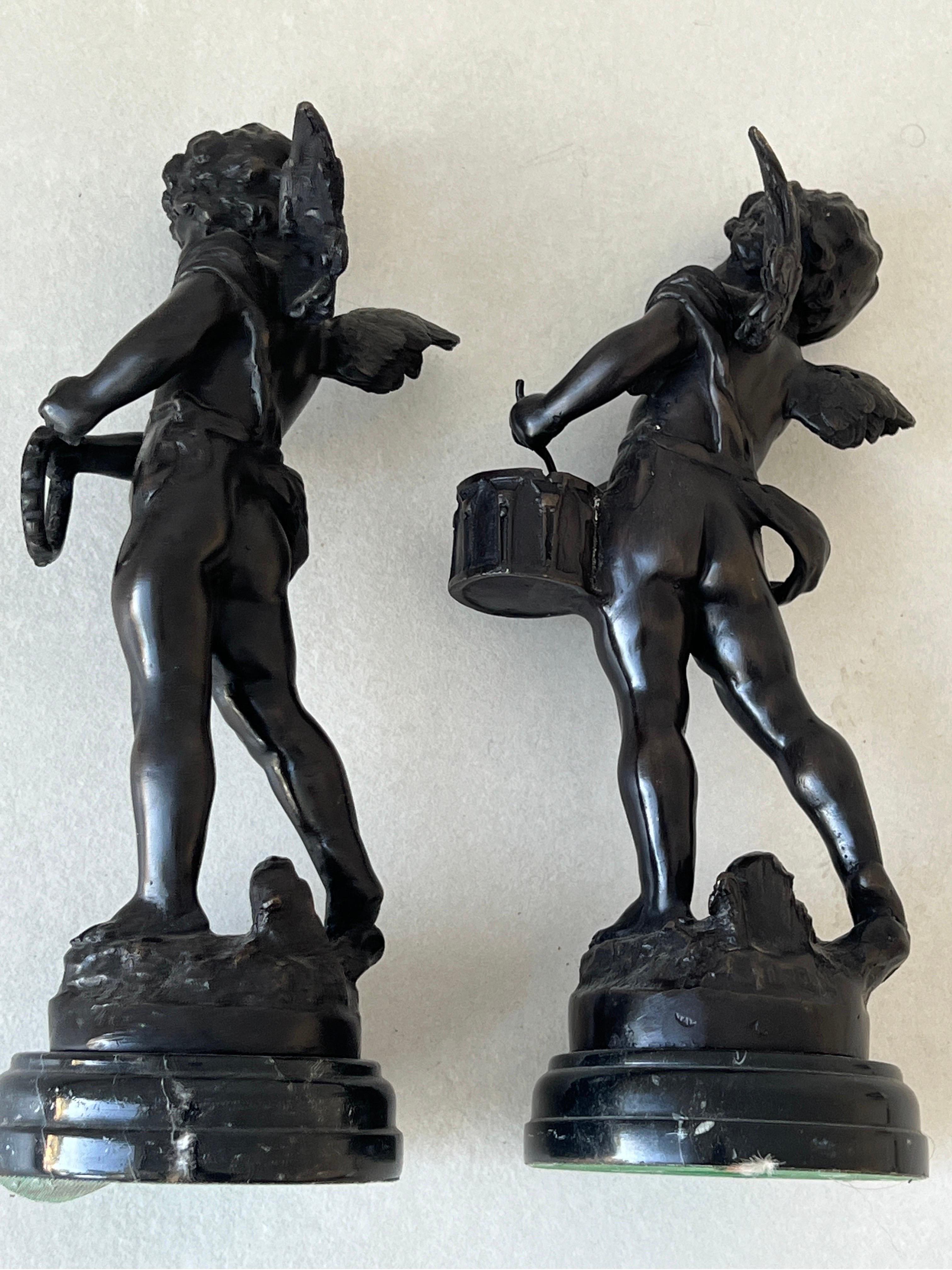 Little Angels playing instruments, Hippolyte Francois Moreau Bronze 1870 France For Sale 3