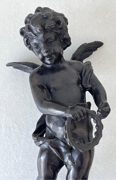 Little Angels playing instruments, Hippolyte Francois Moreau Bronze 1870 France