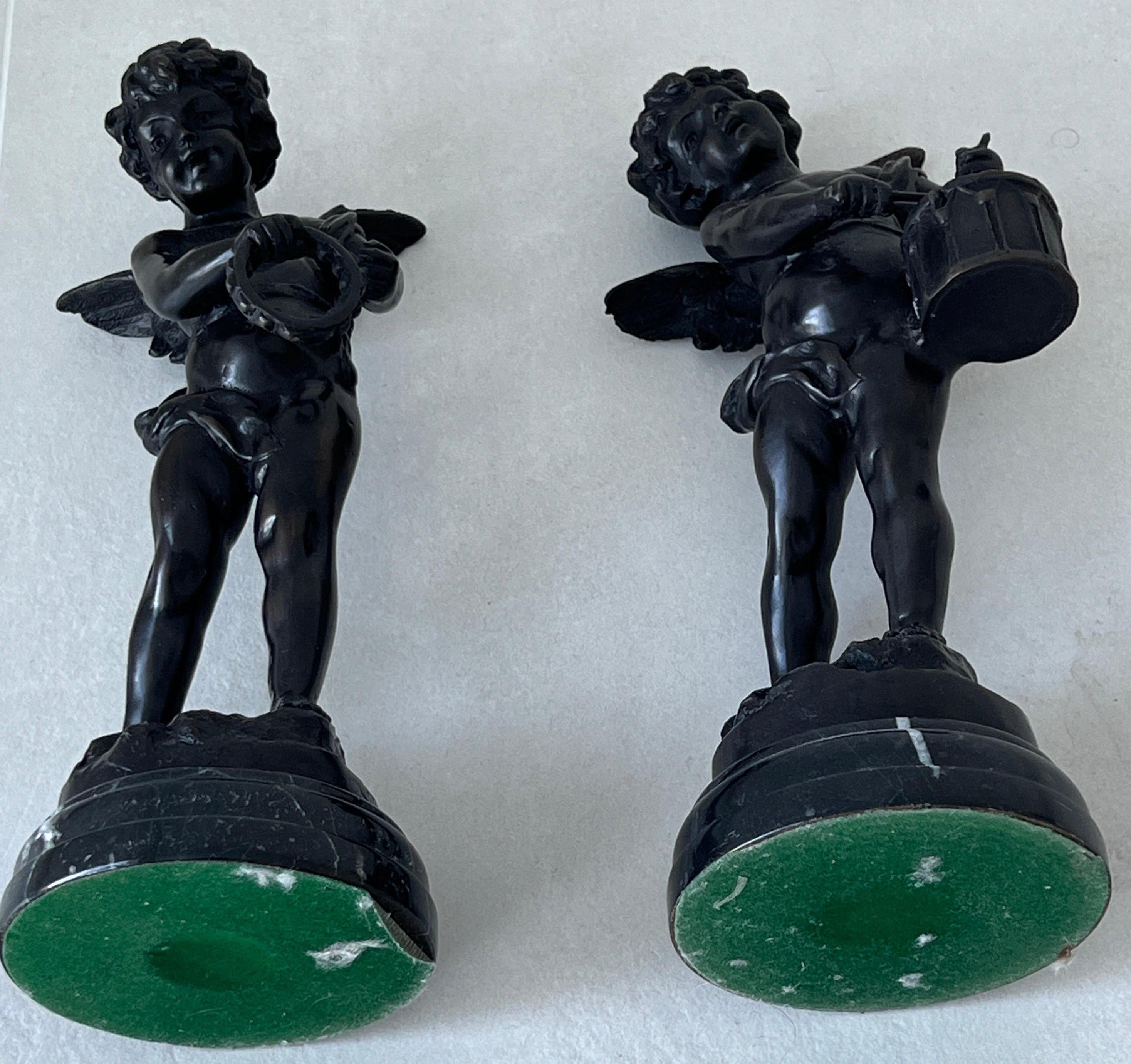 French Little Angels playing instruments, Hippolyte Francois Moreau Bronze 1870 France For Sale
