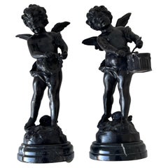 Angelitos tocando instrumentos, Hippolyte Francois Moreau Bronce 1870 Francia