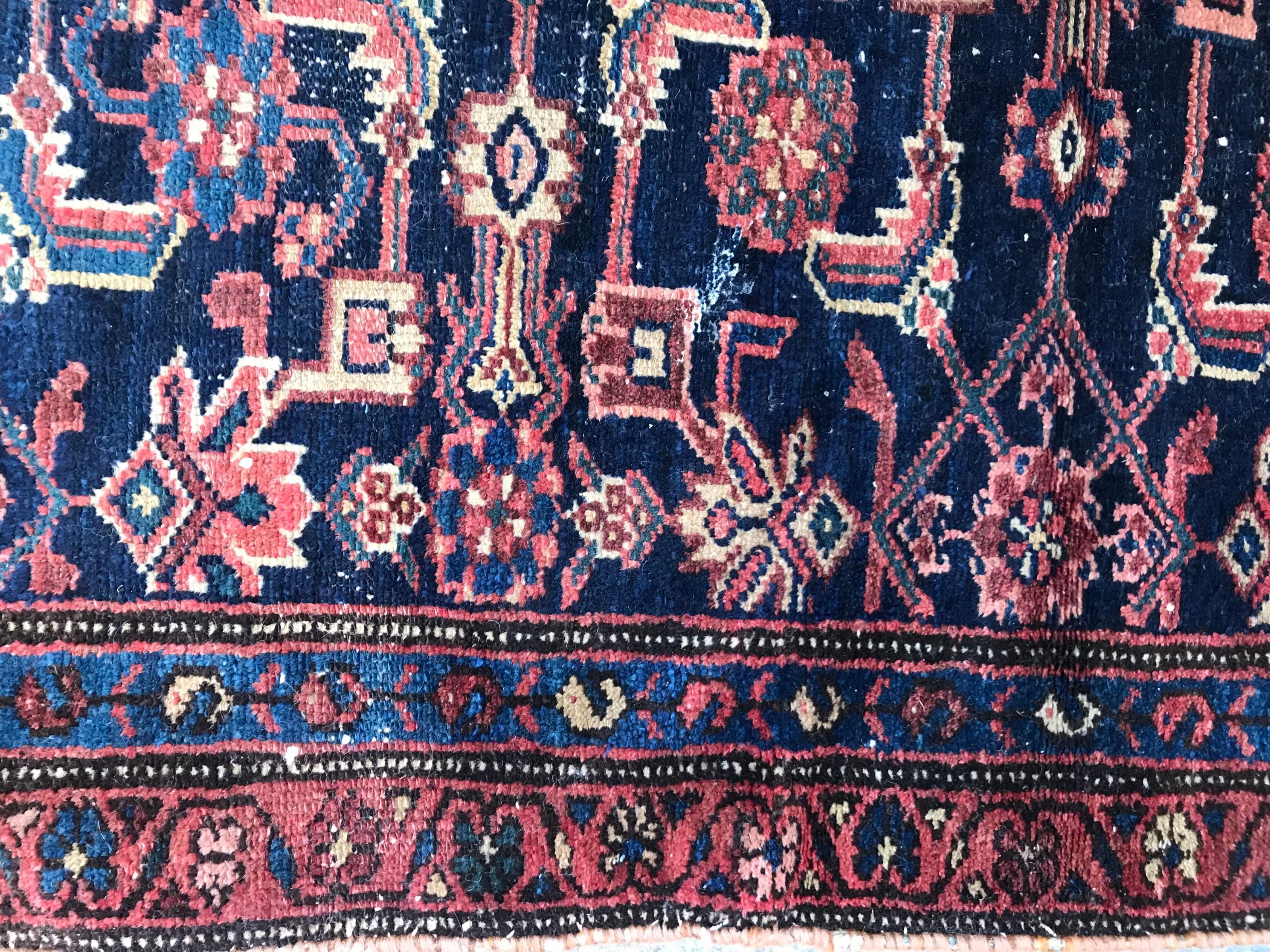 Hand-Knotted Bobyrug’s Little Antique Mahal Rug For Sale