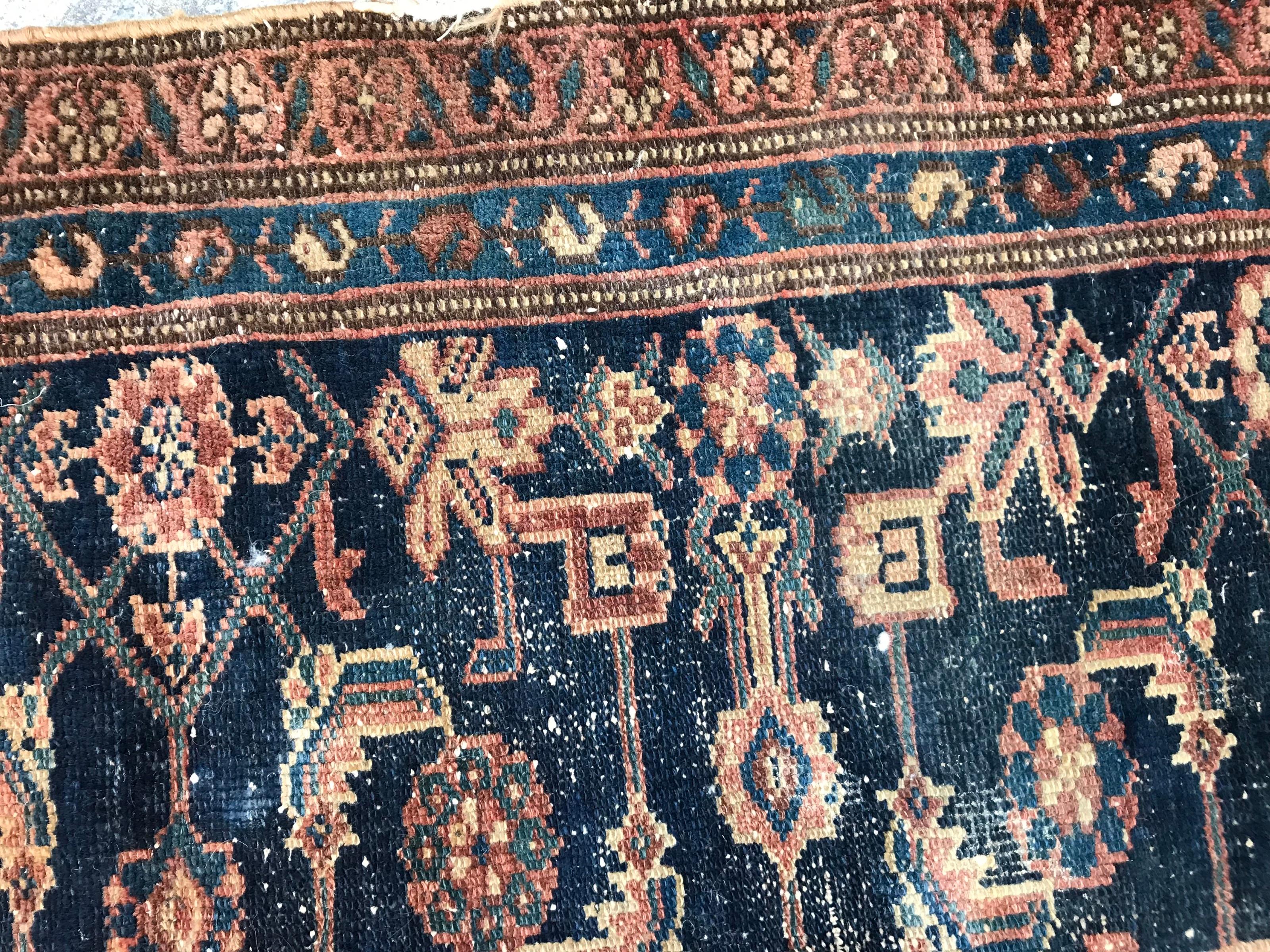19th Century Bobyrug’s Little Antique Mahal Rug For Sale